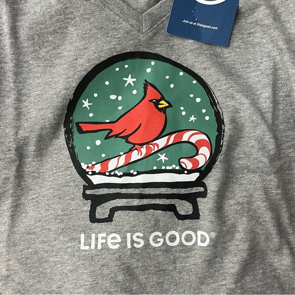 Life Is Good Long Sleeve Cardinal Snow Glove Christmas Tee NWT B - Picture 4 of 8
